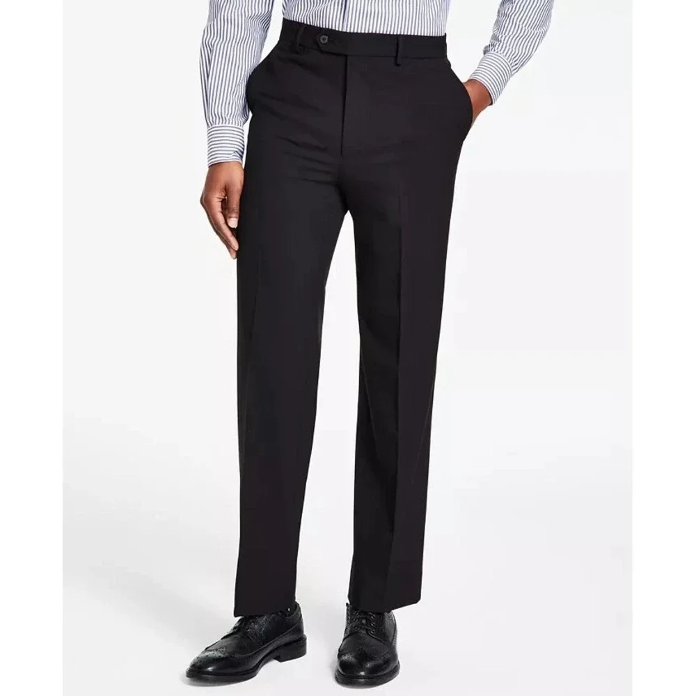Nautica Men's‎ 2-pc Suit Blazer Jacket 48L Pants 42W Solid Black E111671